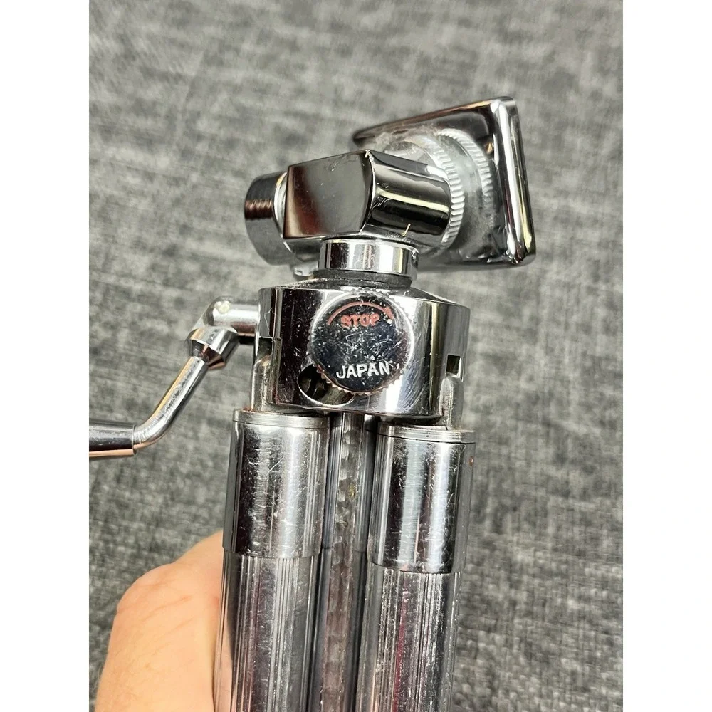 Vintage SUNSET Tabletop Telescoping Chrome Tripod With Case Japan 11